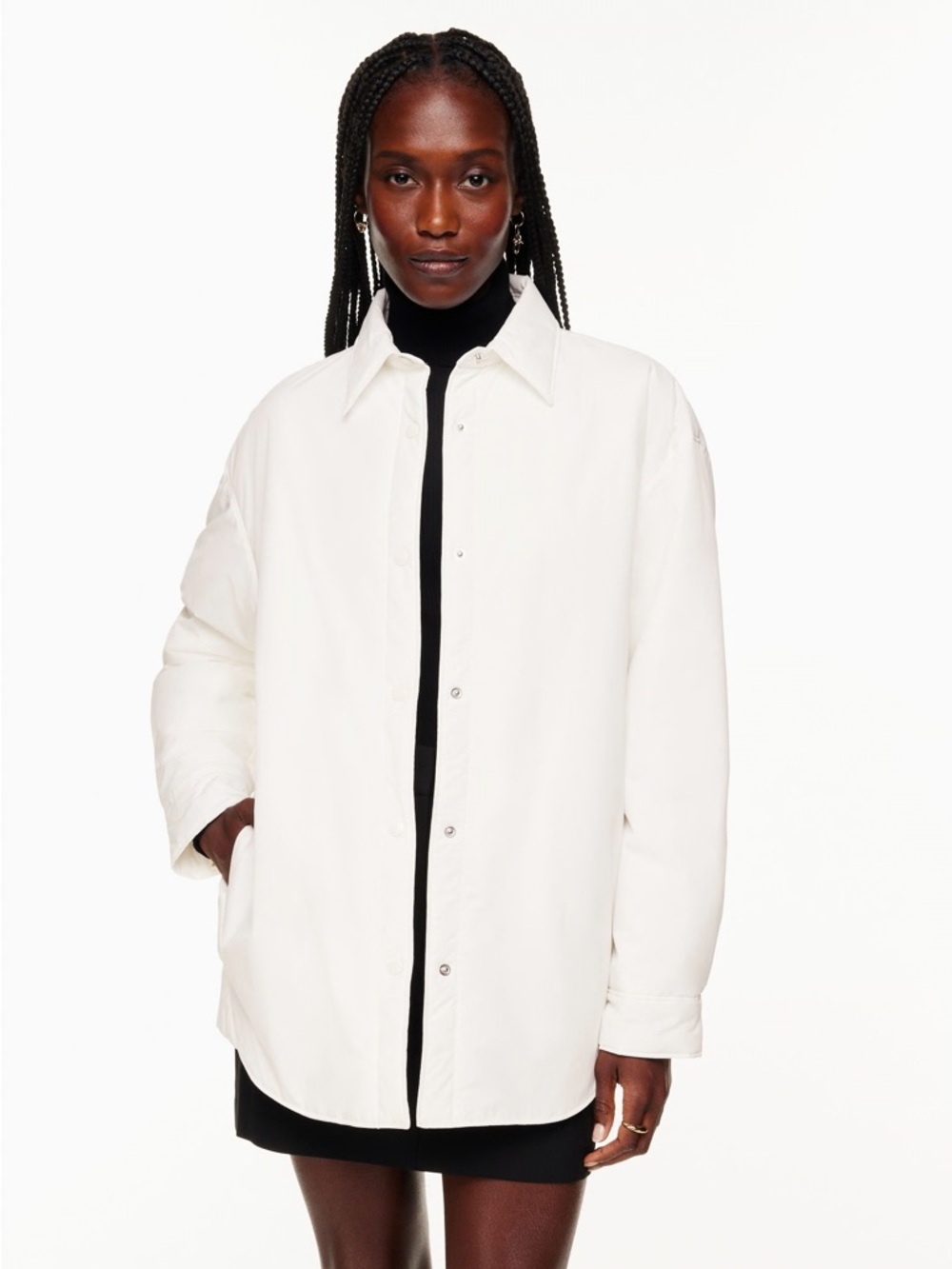 Babaton Merit Jacket - Insulated Vegan Down shacket - white light birch colour